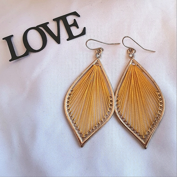 Jewelry - Boho Gold Leaf Cotton Earrings